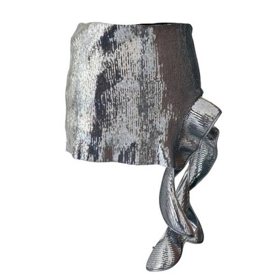 David Koma Silver Sequin Embellished Detail Mini Skirt