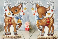 MP Studia Cross Stitch Plastic Canvas Christmas Deer Both Sides  Stand Kit New