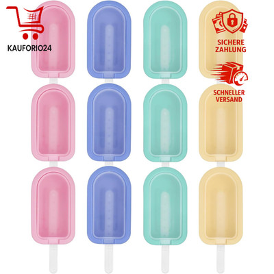 Eisformen Silikon 12 Stück Wiederverwendbar BPA-frei DIY Popsicle mit Deckel