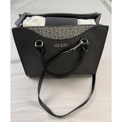 Guess Decorah Satchel Handbag Coal Multi Black Logo Crossbody Bag SV970306 NWT