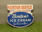 Vintage Borden's Ice Cream Porcelain Sign Fountain Service