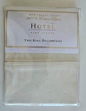Hotel 600 Thread Count 100 Cotton Sateen 2 King Cream Pillowcases NIB