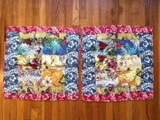 2 VTG POTTERY BARN LUAU HAWAIIAN Quilted Patchwork EURO Pillow Shams Tropical 26