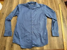 Van Heusen Shirt Men's Medium Blue White Grey Button Up Stretch Reg Fit