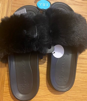 Ladies Faux Fur Sliders Size /Primark Fluffy Summer Slip On Slippers  UK