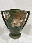 Vintage ROSEVILLE Pottery Magnolia Terra Cotta 9" Handled Vase 94-9 USA Green