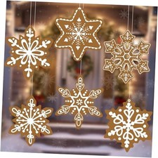 12 Pcs Large Christmas Snowflake Ornaments 12'' Giant Rustic Brown Gingerbread