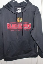 Vintage Chicago Blackhawks Hoodie Mens M Black NHL Hockey Sweatshirt