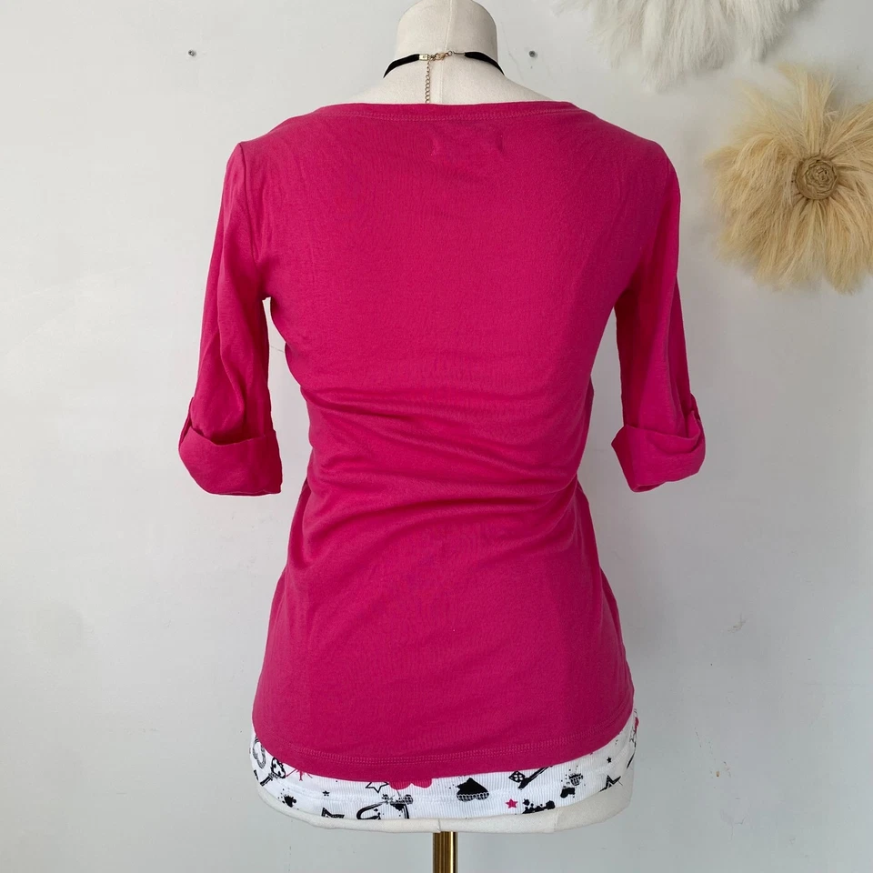 Top Henley en capas vintage Energie para mujer Y2K talla L encaje grunge gótico preppy Foto 4 de 4