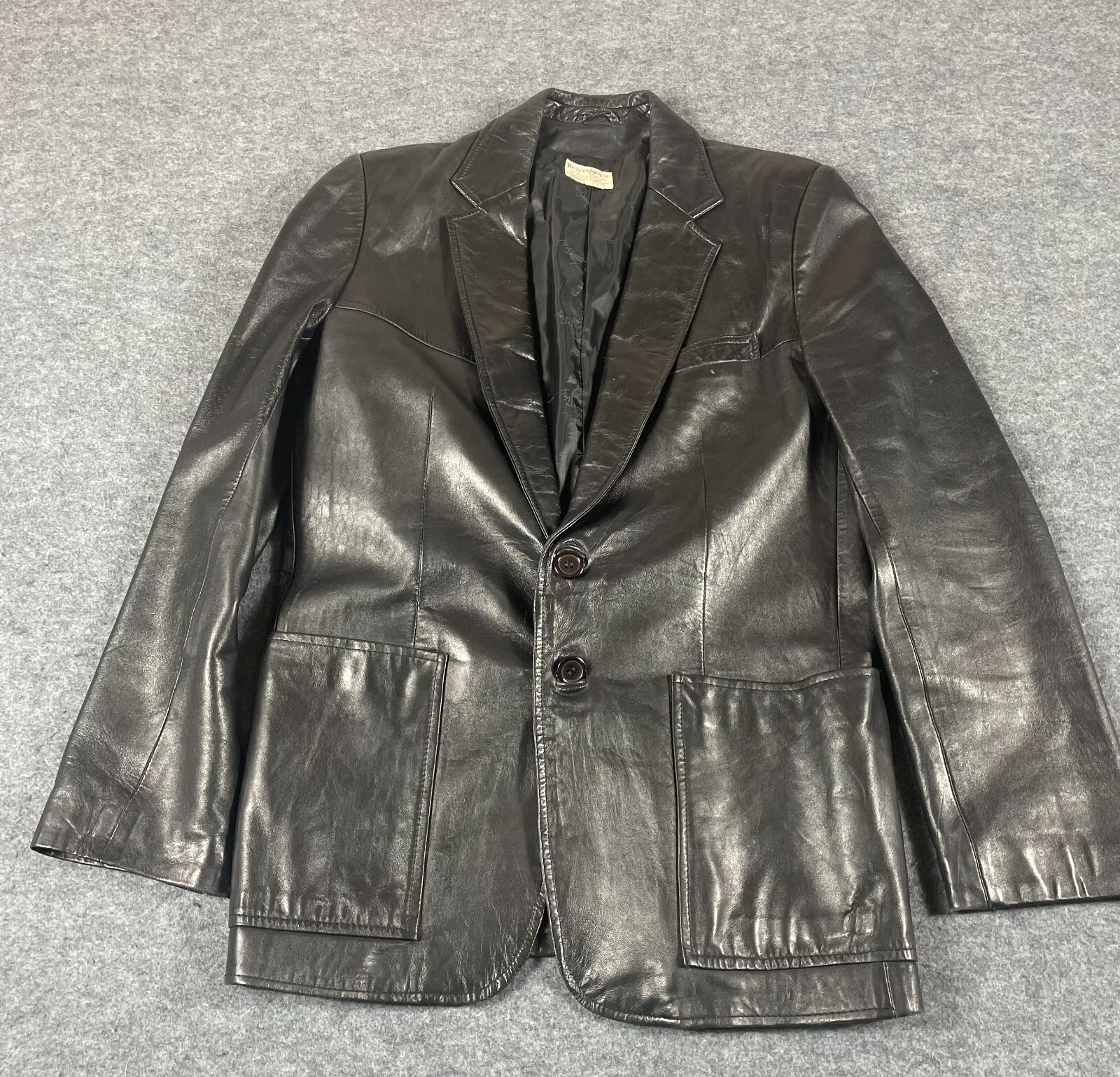 Giacca vintage Yves Saint Laurent donna 38 nera pelle morbida monopetto anni 80