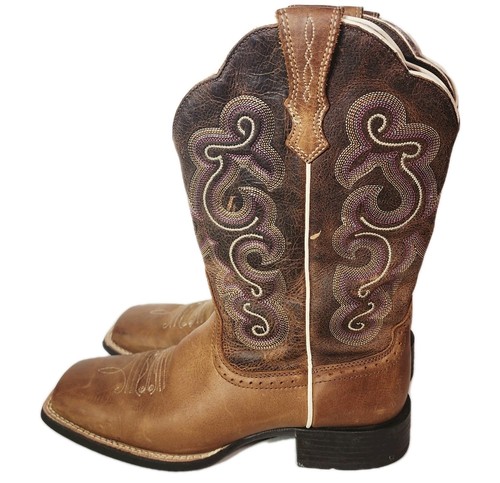 Ariat Quickdraw Boots Left Sz 8B Right Sz 8.5B Cowgirl Leather Rodeo Brown READ - Picture 9 of 18