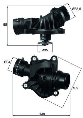 THERMOSTAT COOLANT TI 234 88 FOR BMW X3/E83 1/E87/E9/5/E6/Convertible/E88/X6 - Picture 2 of 11