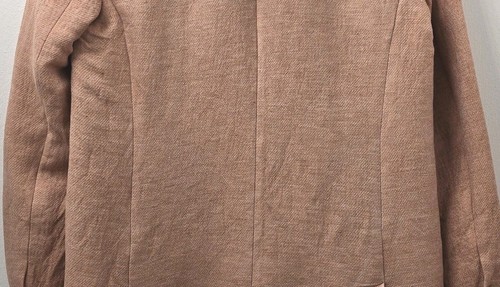 Zara Linen Blend Blazer Jacket Size M 10 12 Peach Orange - Picture 15 of 20