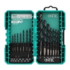 21 Pcs Cobalt Drill Bit Set Pro , M35 Cobalt Twist Drill Bit Set with Titani...
