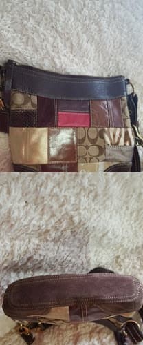 COACH Turnlock Patchwork Shoulder Bag Brown Japan… - image 7