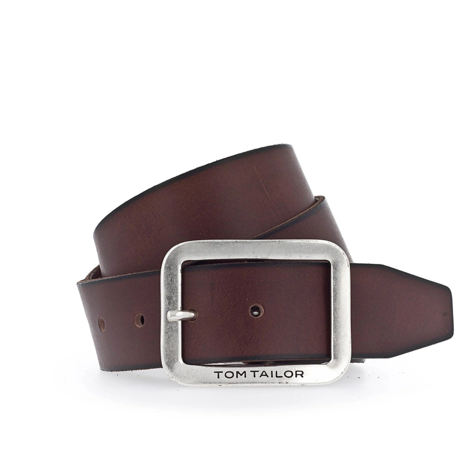 Tom Tailor Men's Belt - Genuine Leather, Pin Buckle, Logo Embossing Brown 90 cm