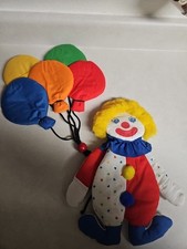 Vintage Clown With Balloons - Cotton Fabric 1985 Polka Dots Hearts Rare