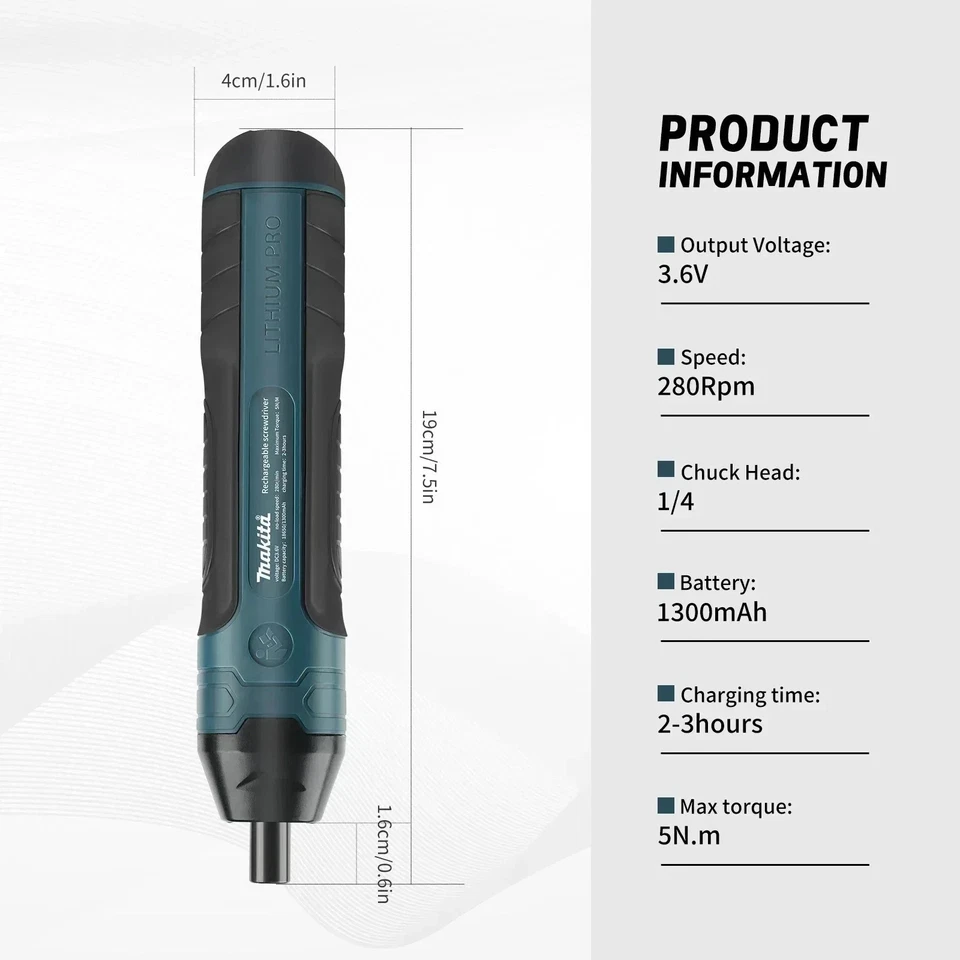 New Makita 3.6V Cordless Electric Screwdriver– Fast-Charging, 1300mah Power Tool - Image 3 of 4