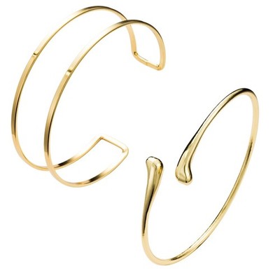 2Pcs Gold Arm Cuff Jewelry for Women Upper Arm Bracelet Bangle Open Adjustabl...