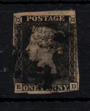 GB QV 1840 1d Penny Black fine used WS46468