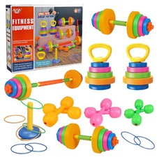 4-in-1 Kids Weight Set, 52 PCs Barbell, Dumbbell, Kettlebell & Ring Toss Game