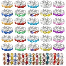120Pcs Rhinestone Beads for Pens Making 12mm Multicolor Wave Space Beads for ...