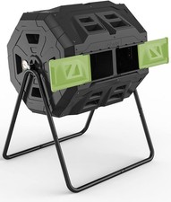 2021 Upgraded Tumbling Composter W/ Compost Thermometer Dual Chamber Garden