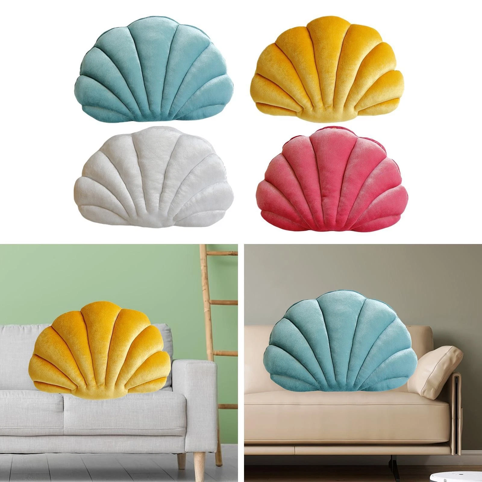 Plush Seashell Shape Pillow Decorative Cute Filled with PP Cotton Multipurpose