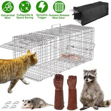 Humane Cat Trap Cage Catch Release Live Animal Rodent Cage Folding Raccoon Cage