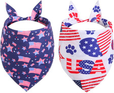 4Th of July Dog Bandanas Xlarge 2PCS, American Flag Patriotic Scarf Independen