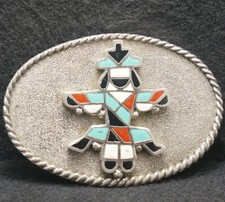 XG01145 SWEET VINTAGE 1970s NATIVE AMERICAN INDIAN ARTWORK MENS BELT BUCKLE