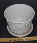 Vintage McCoy No. 375  7-3/4"  x 6" tall White Bamboo Planter w/ Saucer