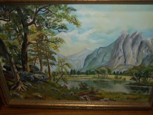 Oil Painting On Canvas - Mountain & Tree Landscape - A Willoughby - 第 3/7 張圖片