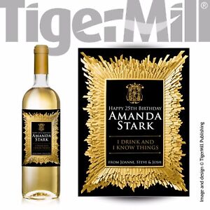 Game Of Thrones Themed Personalised Gold Wine Label Birthday Any