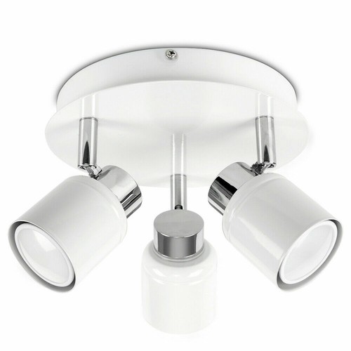 MiniSun Benton 3 Way IP44 Round Plate Bathroom Spotlight White - Picture 2 of 5