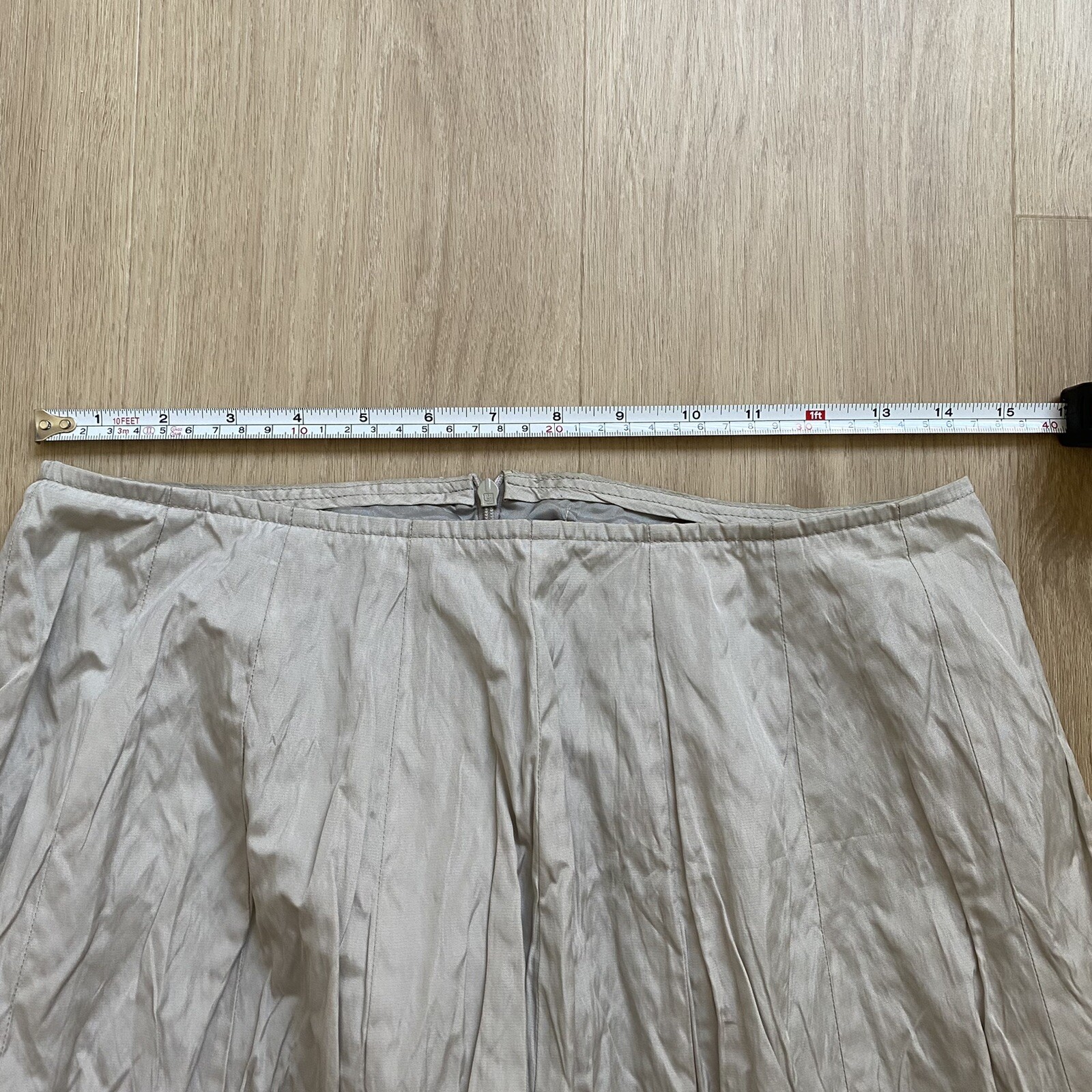 RARE MAX MARA Vintage Crinkle Knee Length Puffy Skirt Light Gray image 2
