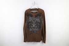 Affliction Mens L Josh Barnett UFC Fighting Skull Thermal Waffle Knit T-Shirt