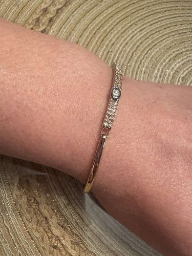COACH Pave Bar Faux Pearl C Bangle Bracelet NWOT - Picture 6 of 11