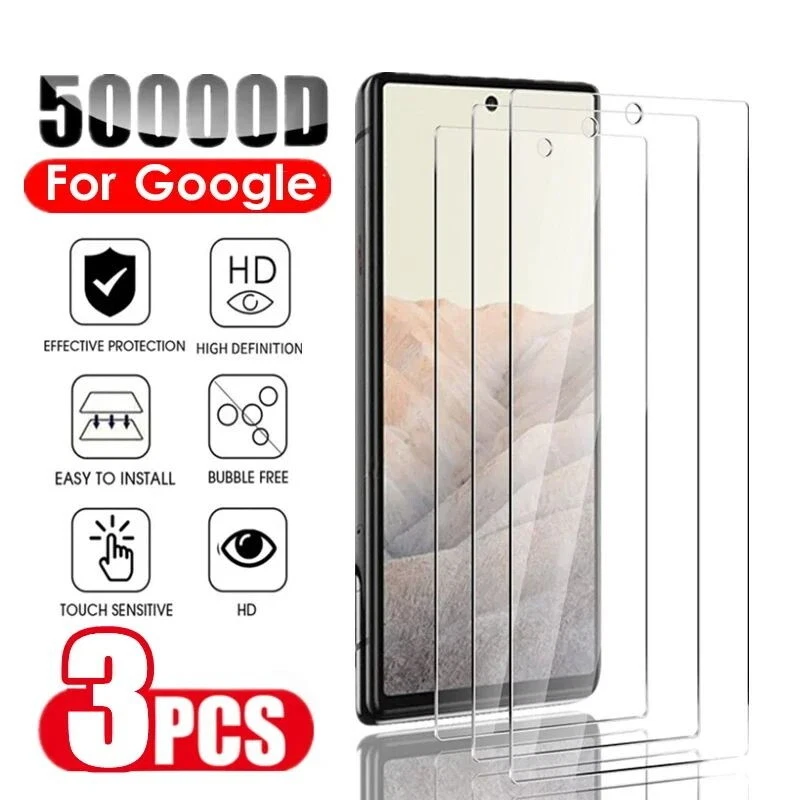 3 Pack 9H Tempered Glass Screen Protector For Google Pixel 8 8 Pro 7 7A 6 Film - Image 2 of 4