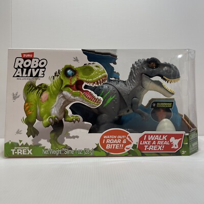 Zuru Robo Alive Attacking T-Rex & Surprise Egg Glow In The Dark Dino Slime Gray