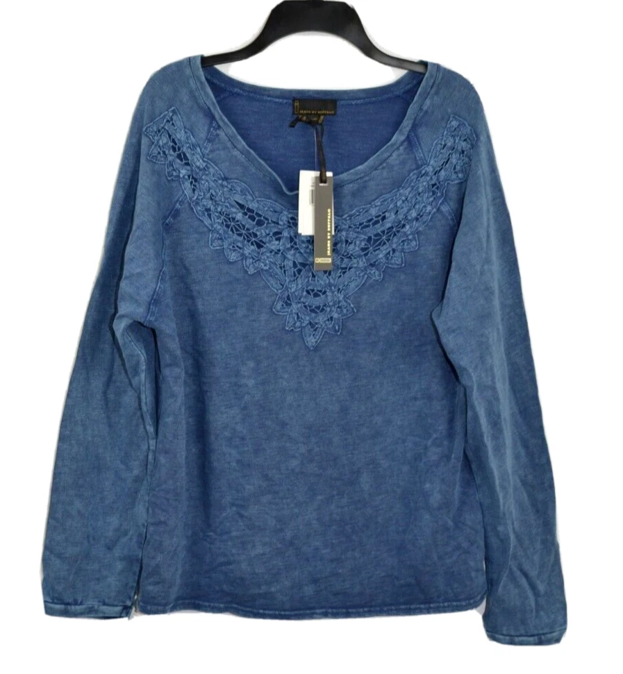Jeans by Buffalo NWT Soft knit Denim blue Lace Accent Cut out L S