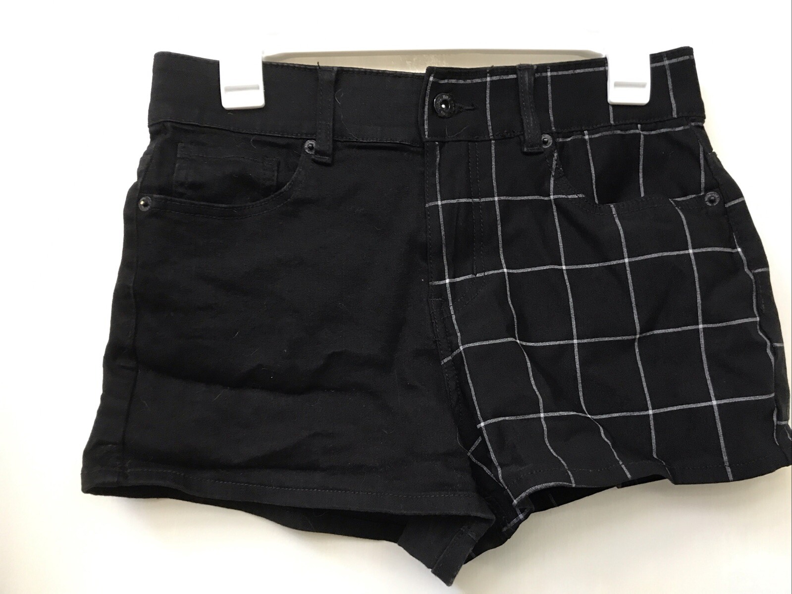 Hot Topic Black Windowpane Split shorts Juniors s… - image 1