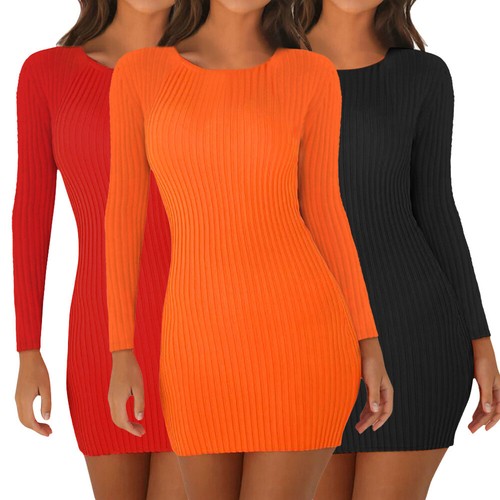 Women Knit Sweater Long Sleeve Bodycon 