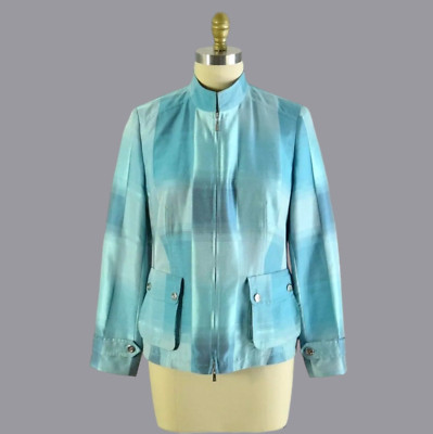 BASLER Buffalo Check Satin Zip Front Jacket Size 40 US 10