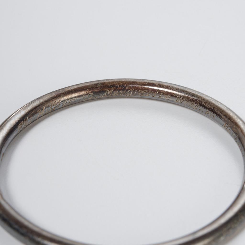 Antique 800 Silver Simple Plain Round Bangle Brac… - image 2