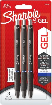SHARPIE S-Gel Stifte, 0,7 mm, Blaue Tinte, 3 Stk.