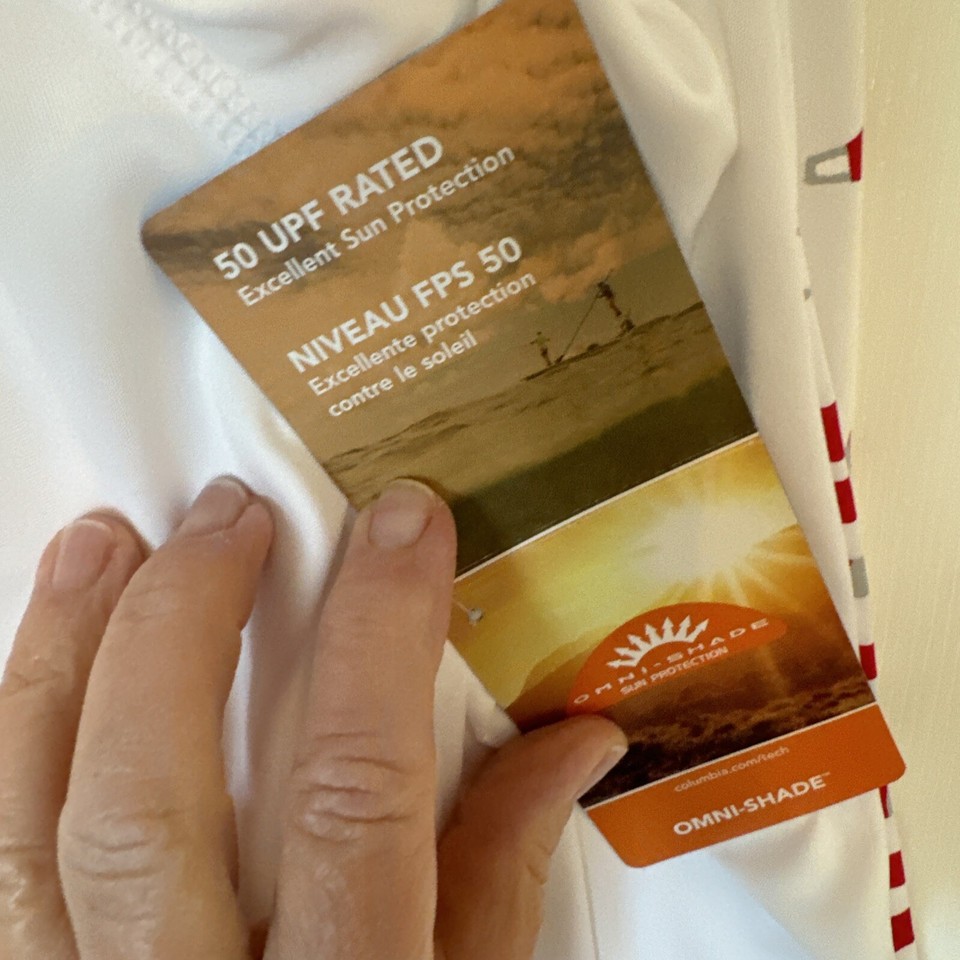 Columbia Shirt Mens M White PFG Omni Shade Rash Guard Hiking Fishing 50