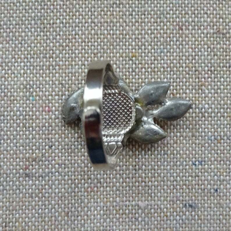 Vintage Rhinestone Pot Metal Garland Ring - Upcycled Rhinestone Pot Metal Ring View 2
