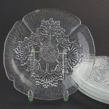 5 x Teller Pressglas Made in Italy Dansk Floriform Mantsala Koiranputki ca. 19cm