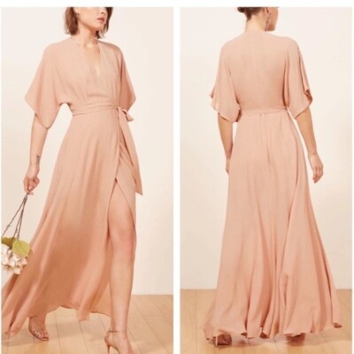 reformation winslow short-sleeve v-neck wrap maxi dress Reformation Winslow Short-Sleeve V-Neck Wrap Maxi Dress In Multicolor - 31%  Off